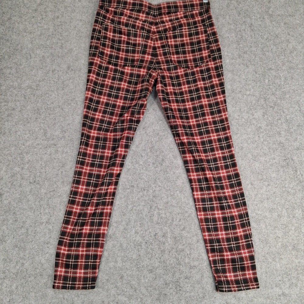 No Boundaries Jeggings Juniors Size M (7-9) Red Plaid High Rise Pull On